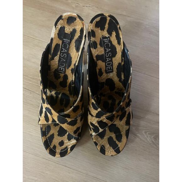 Casadei heels women's size 8 leopard print slip on made in Italy luxury - Picture 2 of 6